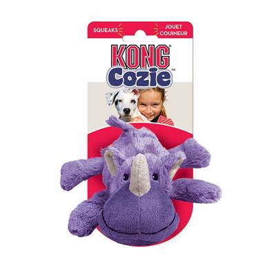 KONG Cozie Rosie Rhino - แรดม่วงโรซี่ ขนนุ่ม ของเล่นสำหรับสุนัข มีเสียงร้องเวลากัด